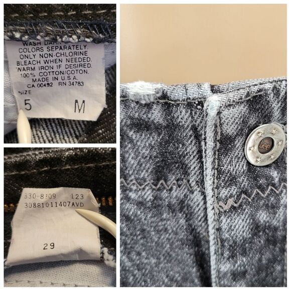 Lee Vintage 80s Black Jeans High Waisted Intricate Seamwork Juniors Size 5 Acid - Picture 14 of 16